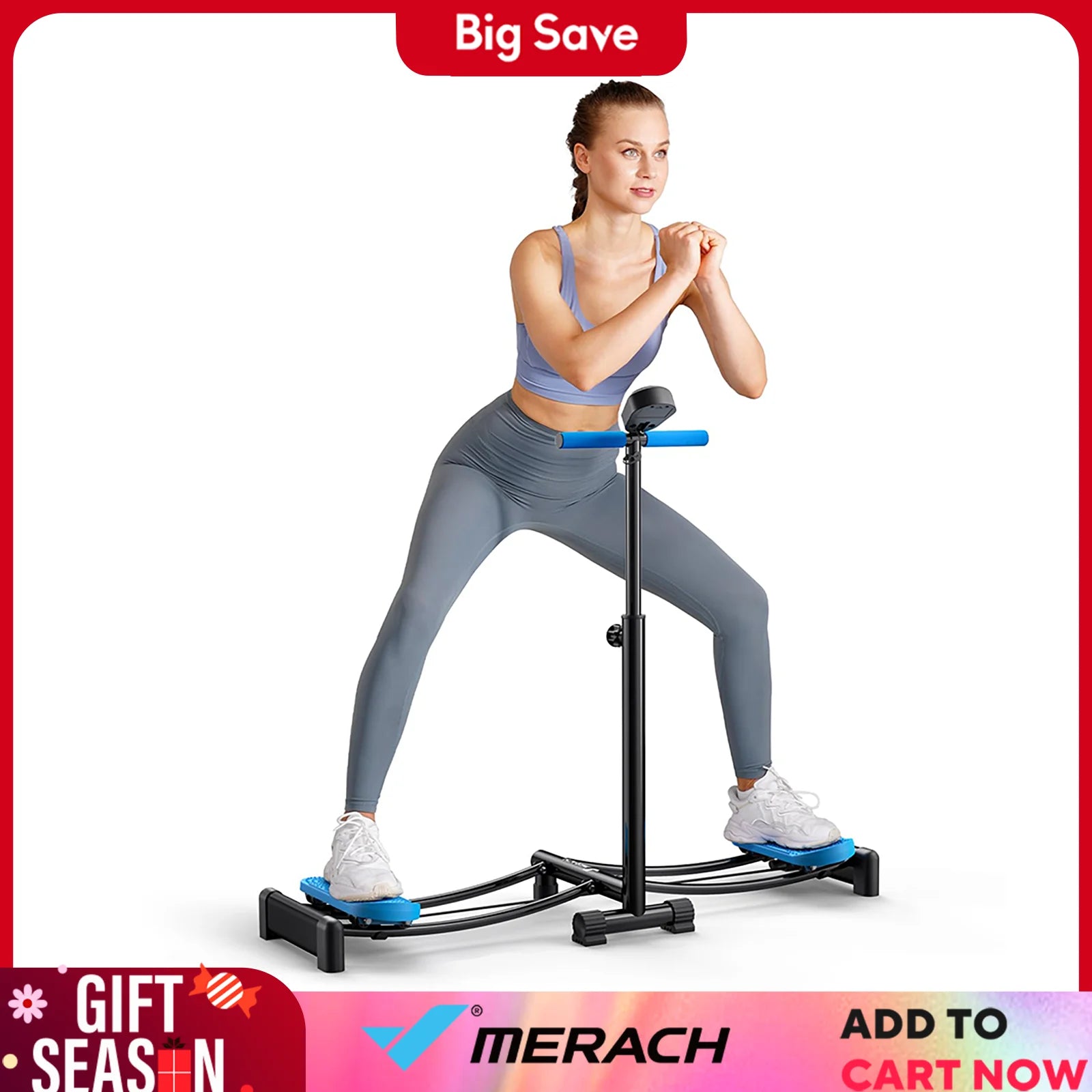 MERACH Ski Machine – Simulated Ski Trainer with Adjustable Height for Leg and Pelvic Floor Muscle Workout