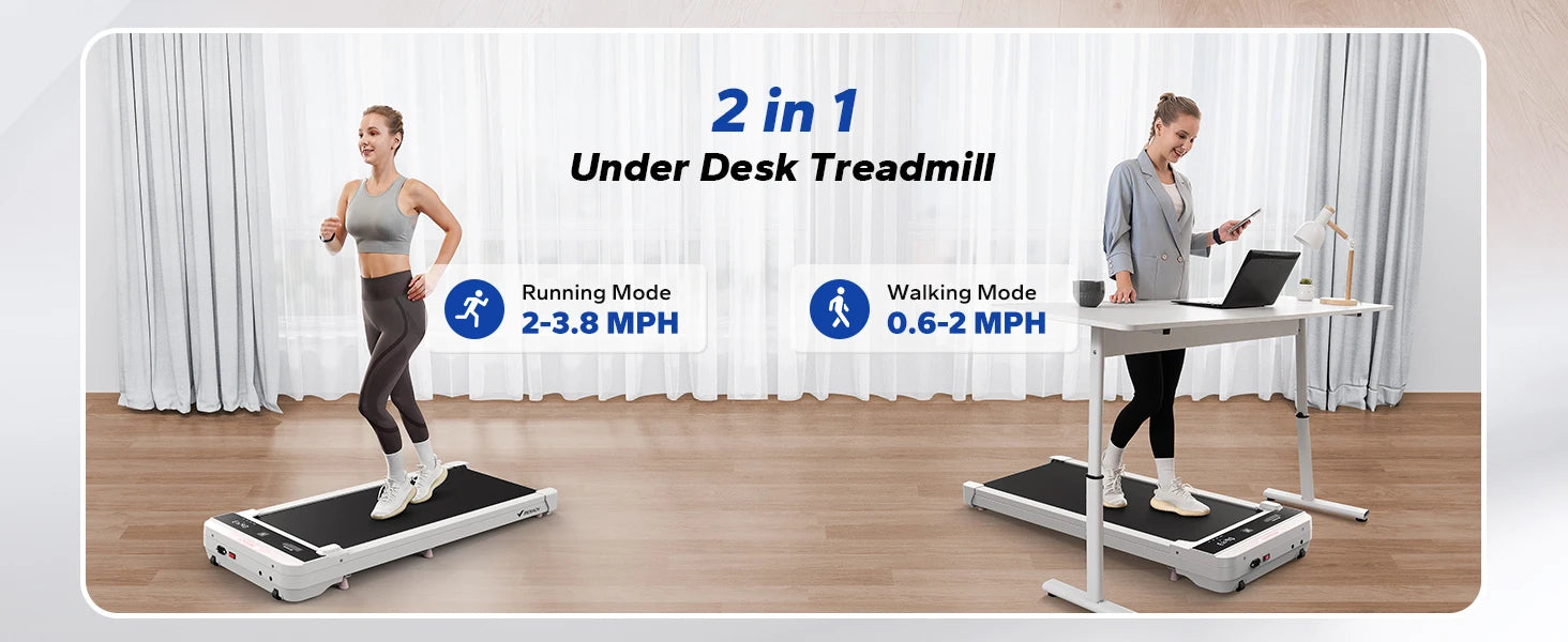 MERACH 2-in-1 Under Desk Walking Pad Treadmill