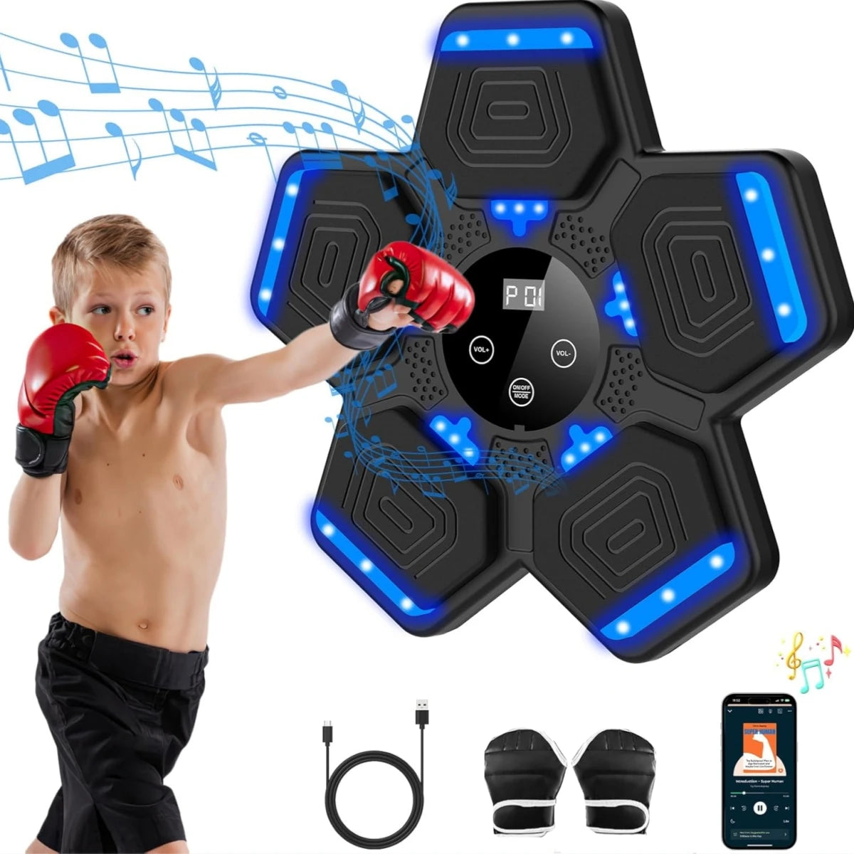 2024 Smart Bluetooth Music Boxing Machine with Gloves