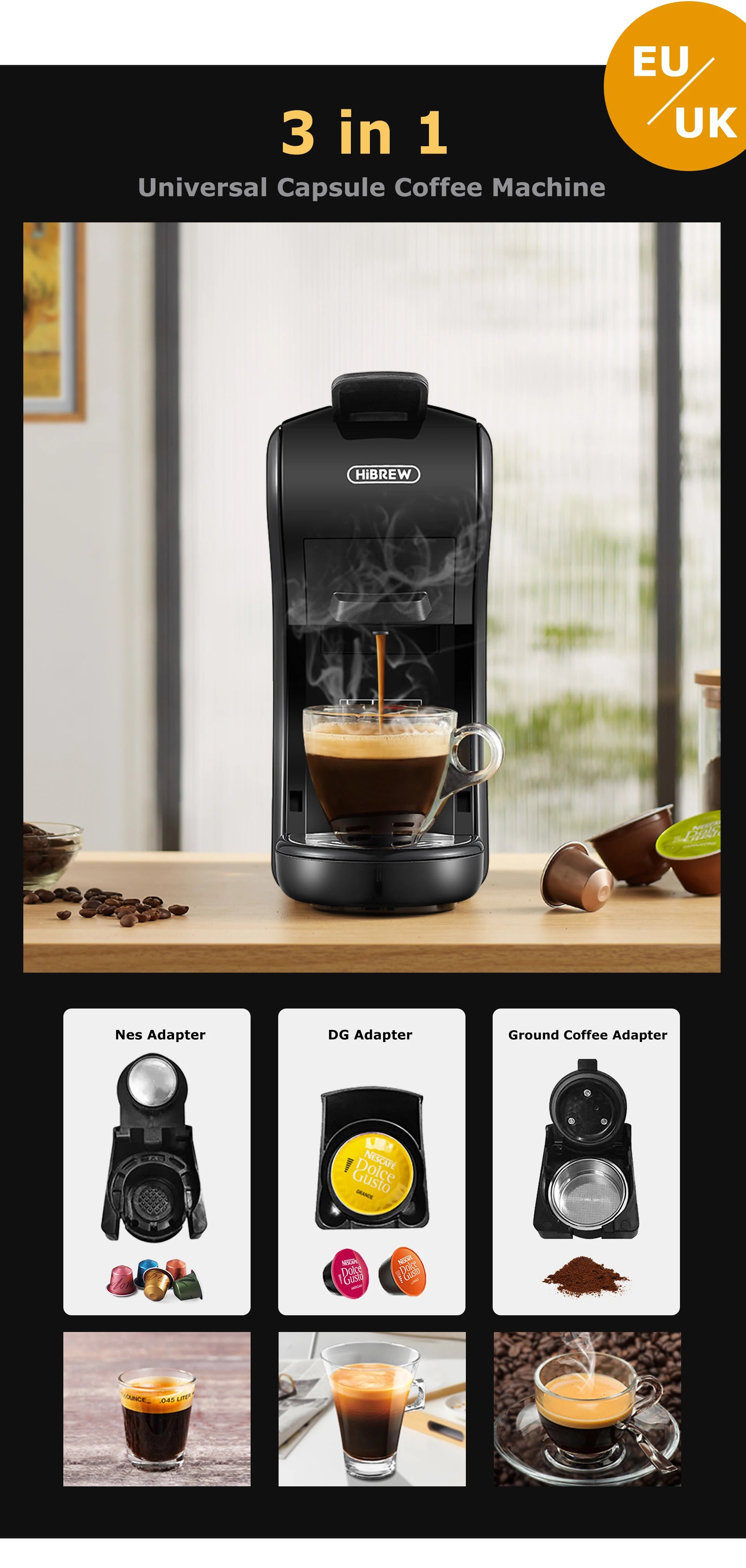 HiBREW H1A 4-in-1 Coffee Machine – 19-Bar Hot & Cold Espresso Maker