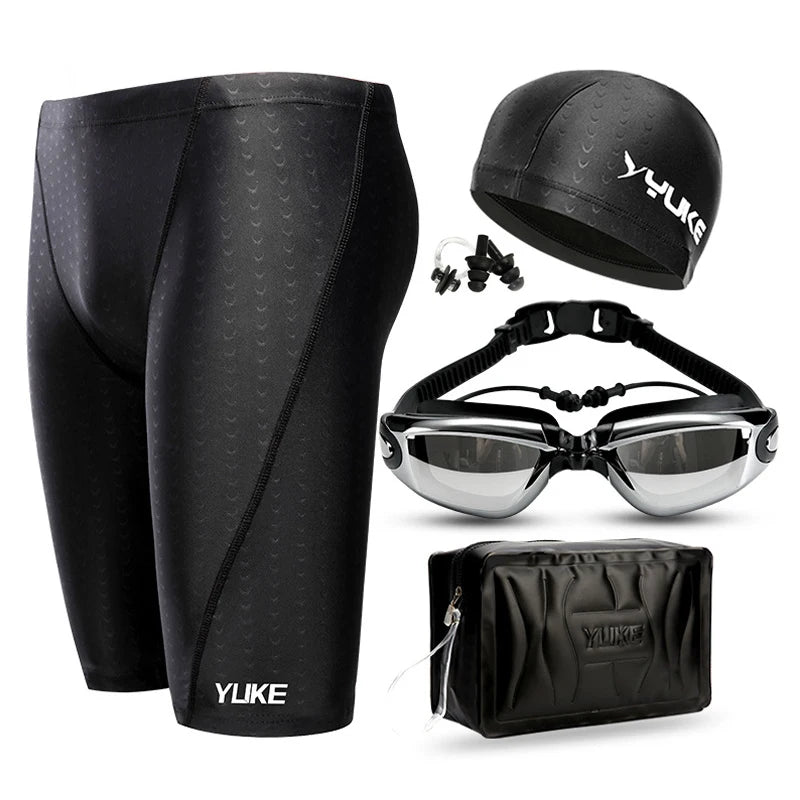 Men's Waterproof Competition Swim Set – Trunks, Goggles & Cap