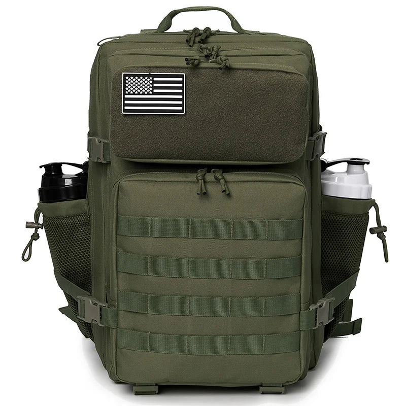 QT&QY 50L Tactical Backpack – MOLLE Survival Rucksack with Bottle Holder