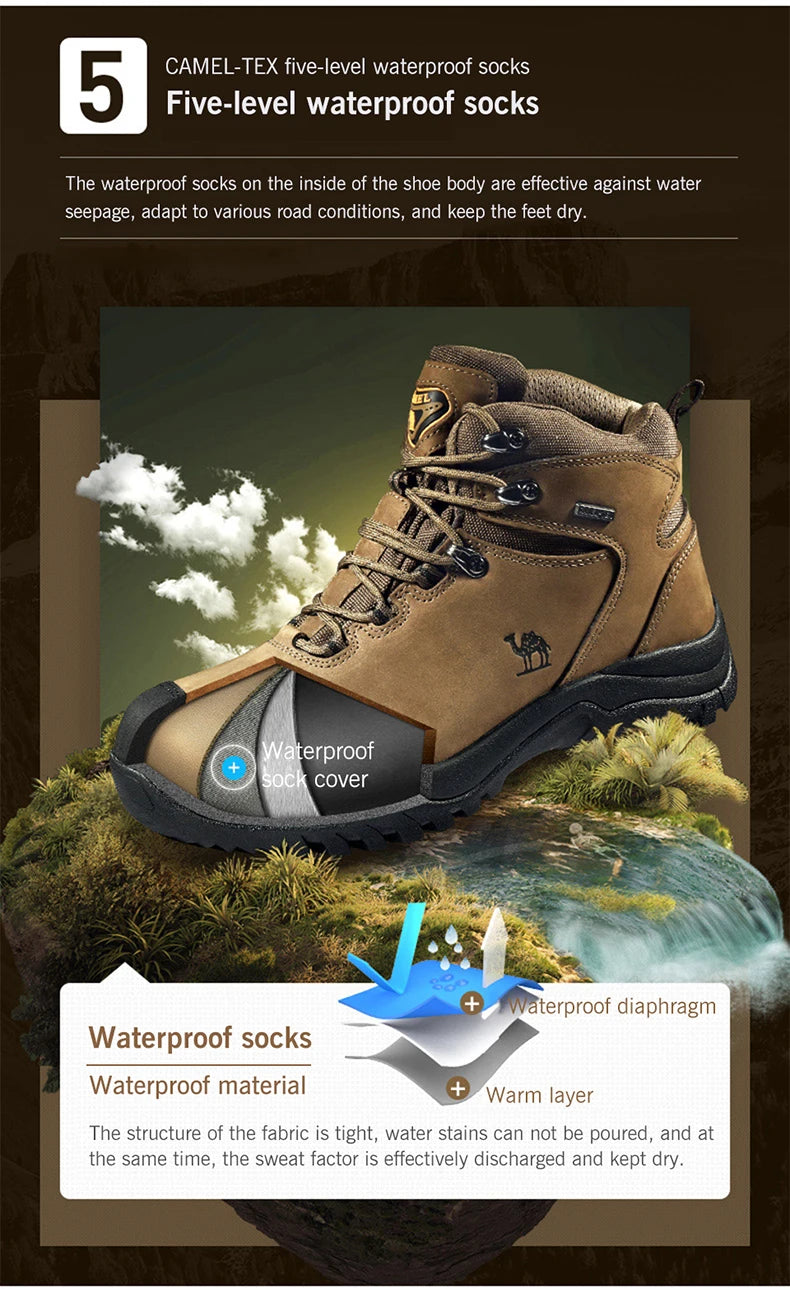 GOLDEN CAMEL Waterproof Tactical Hiking Boots – High-Top Outdoor Shoes