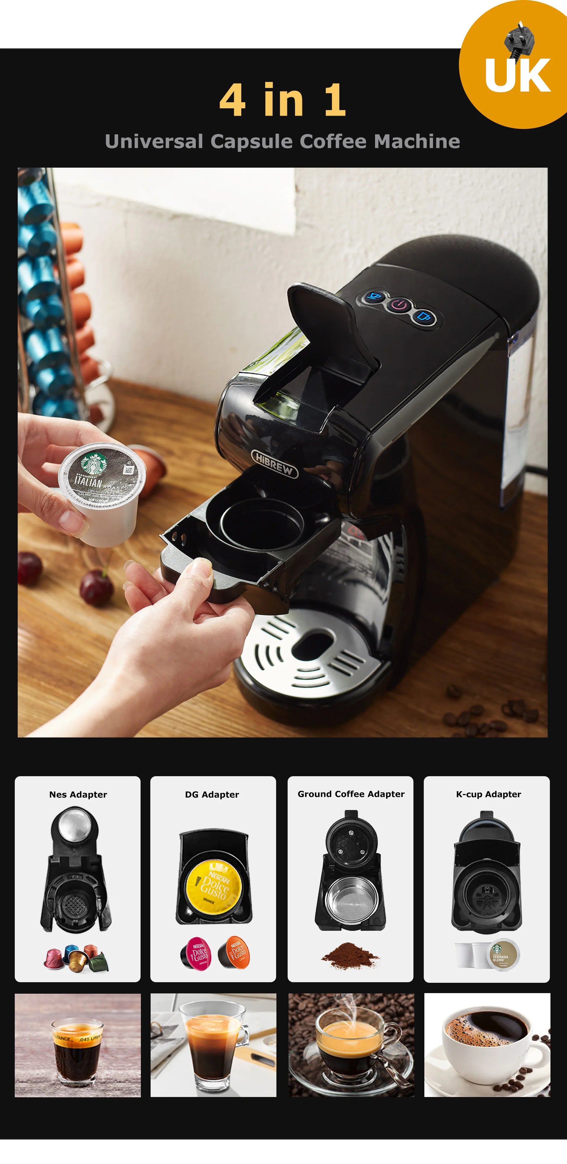 HiBREW H1A 4-in-1 Coffee Machine – 19-Bar Hot & Cold Espresso Maker