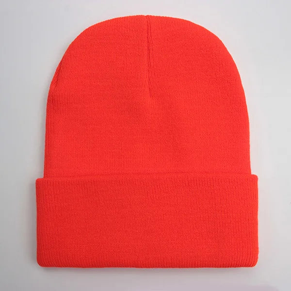 Solid Unisex Beanie - Warm Knitted Winter Skull Cap