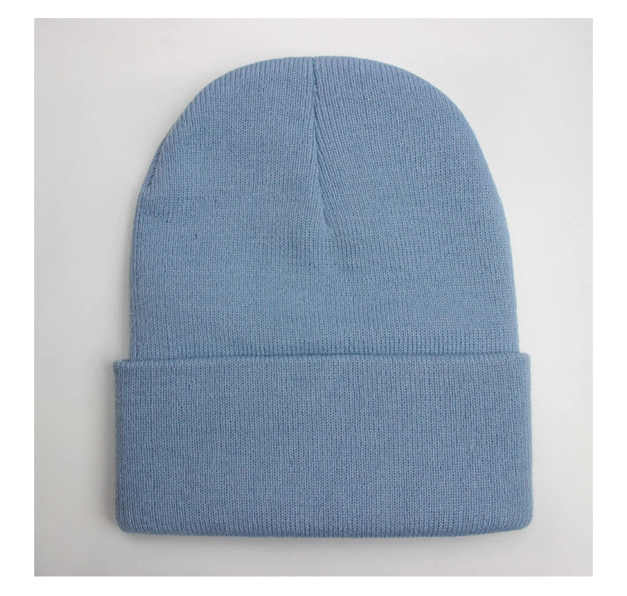 Solid Unisex Beanie - Warm Knitted Winter Skull Cap