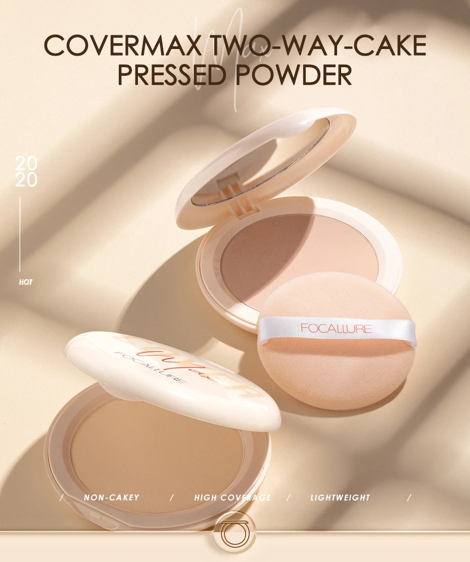 FOCALLURE Natural Matte Pressed Powder – Oil Control & Brighten