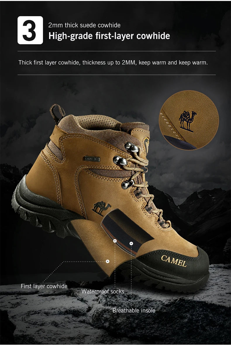 GOLDEN CAMEL Waterproof Tactical Hiking Boots – High-Top Outdoor Shoes