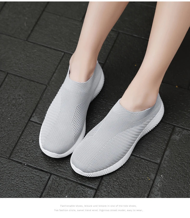 Women Vulcanized Shoes High Quality Women Sneakers Slip On Flats Shoes Women Loafers Plus Size 42 Walking Flat