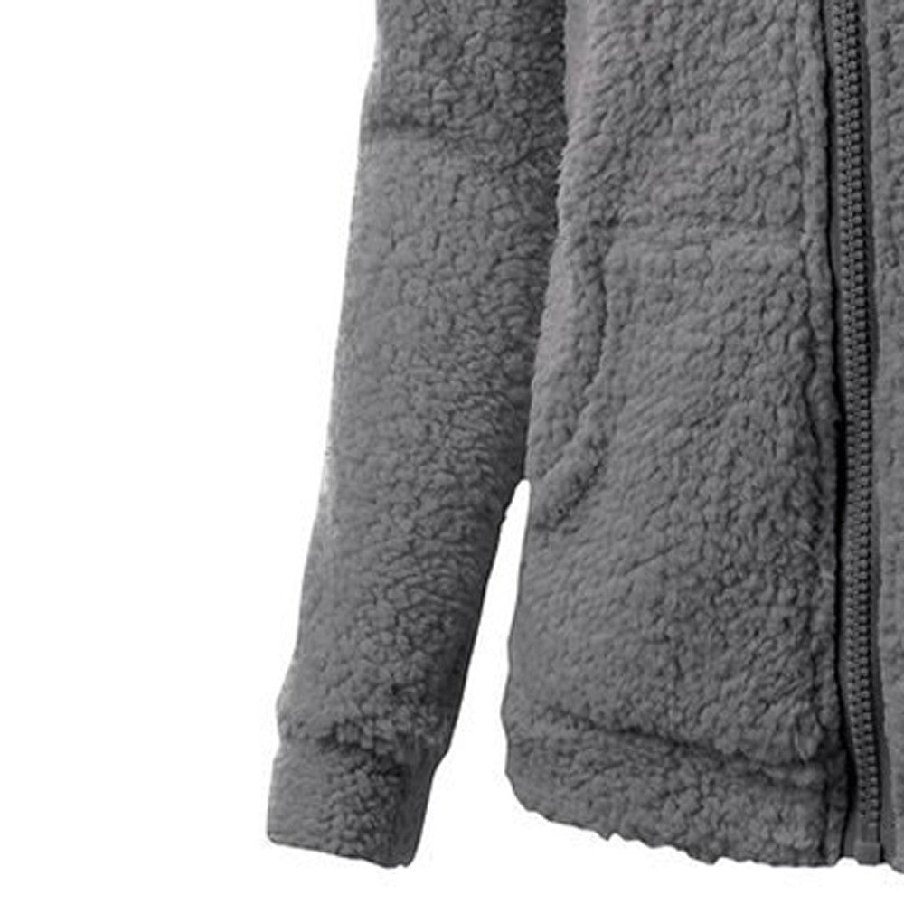 Fleece Hooded Winter Jacket – Warm, Windproof, Zip-Up Overcoat