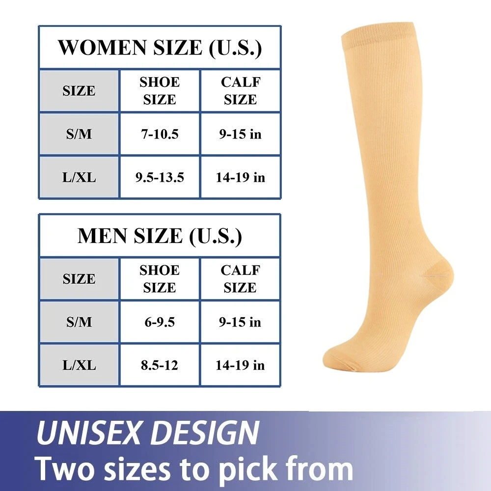 Unisex 20-30 mmHg Compression Cycling & Sports Socks