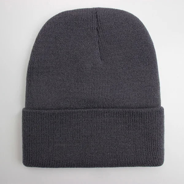 Solid Unisex Beanie - Warm Knitted Winter Skull Cap