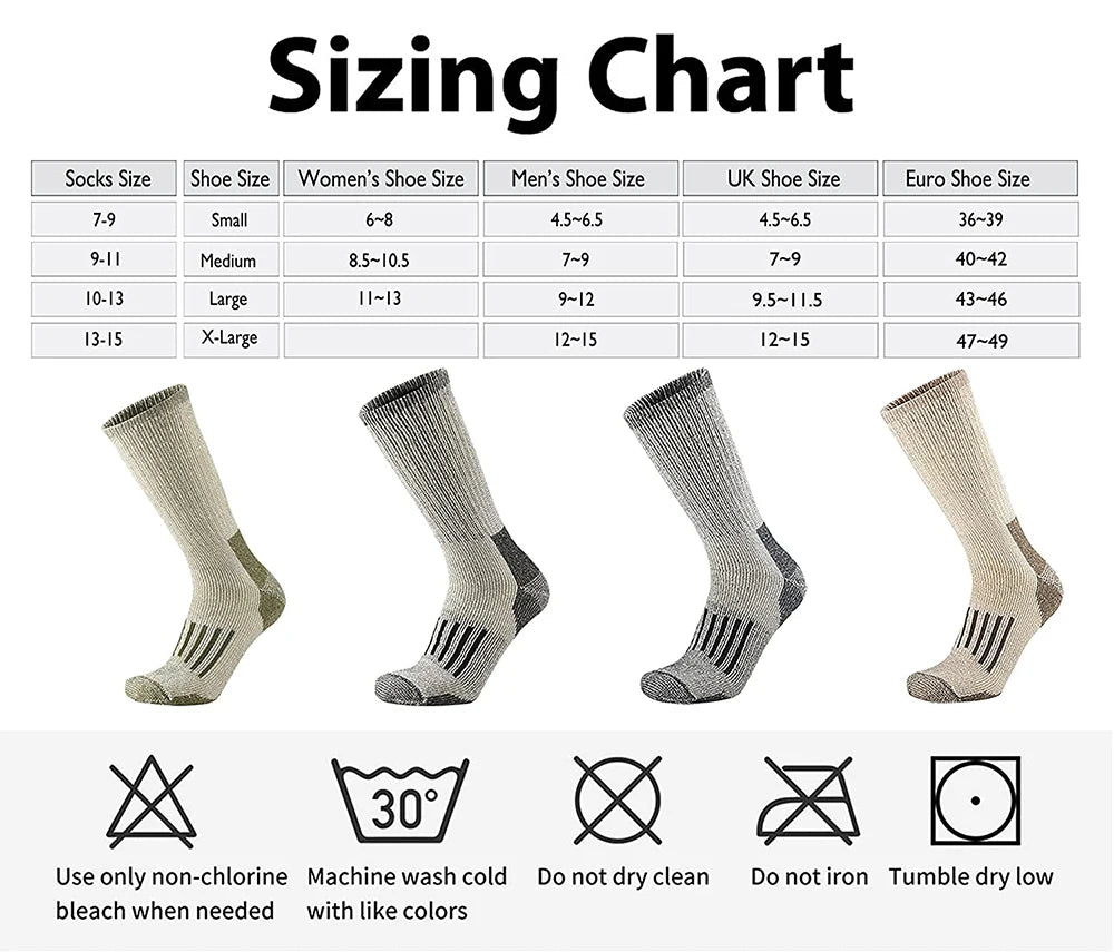 Ultra-Warm Merino Wool Hiking Socks