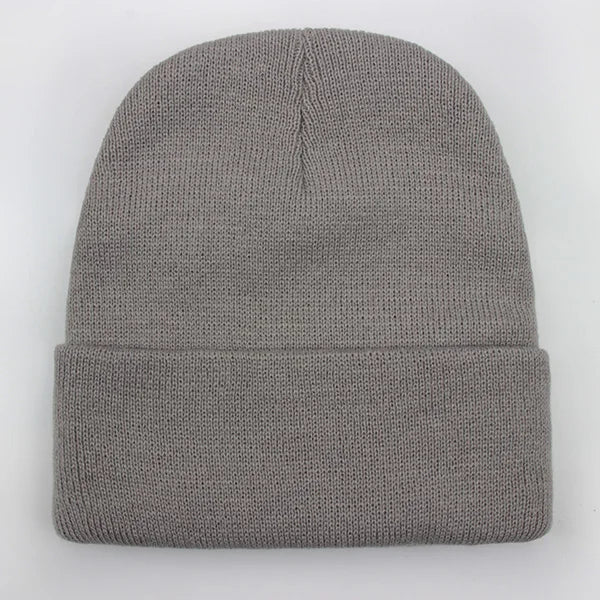 Solid Unisex Beanie - Warm Knitted Winter Skull Cap