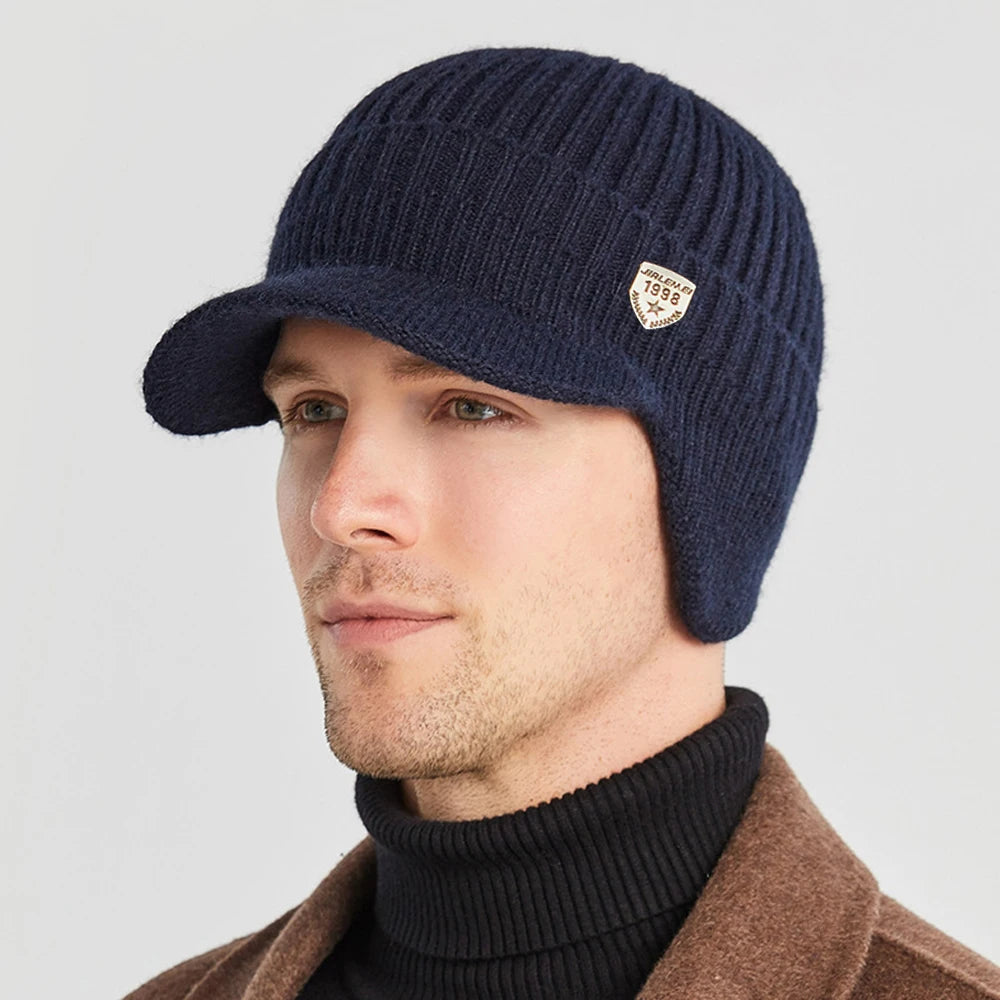 Men's Winter Knitted Hat with Ear Protection: