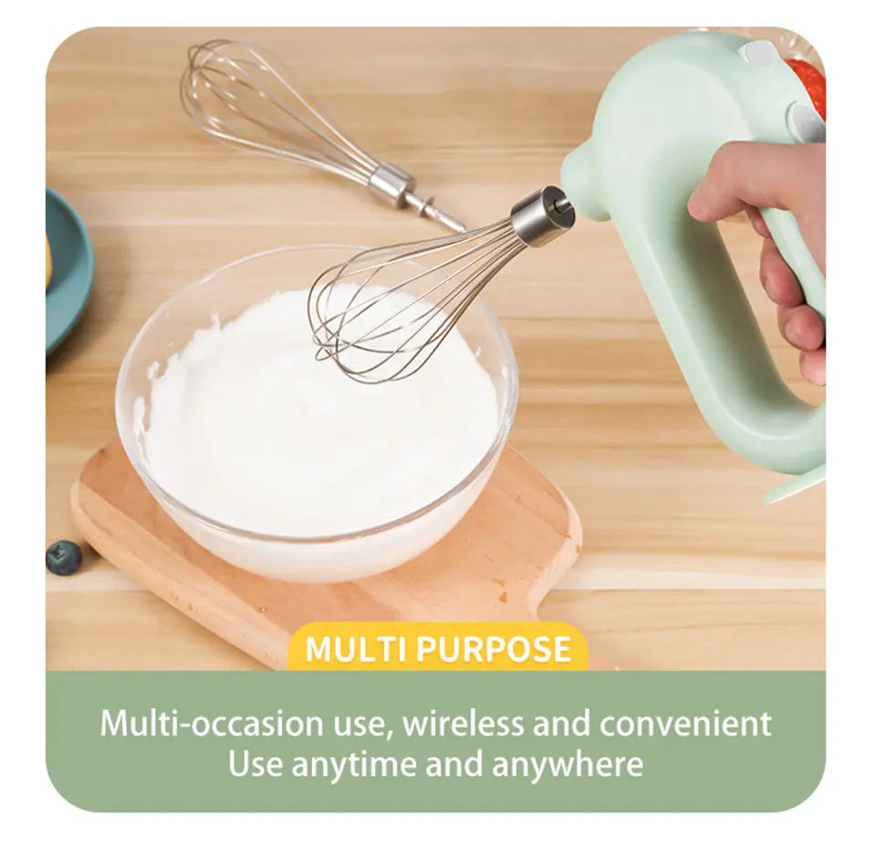 USB Rechargeable Handheld Electric Mixer – Portable 2-Head Blender & Whisk