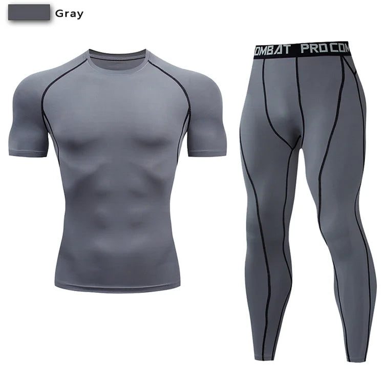 2PCS Men's Compression Sportswear Set – Gym & Fitness Tracksuit