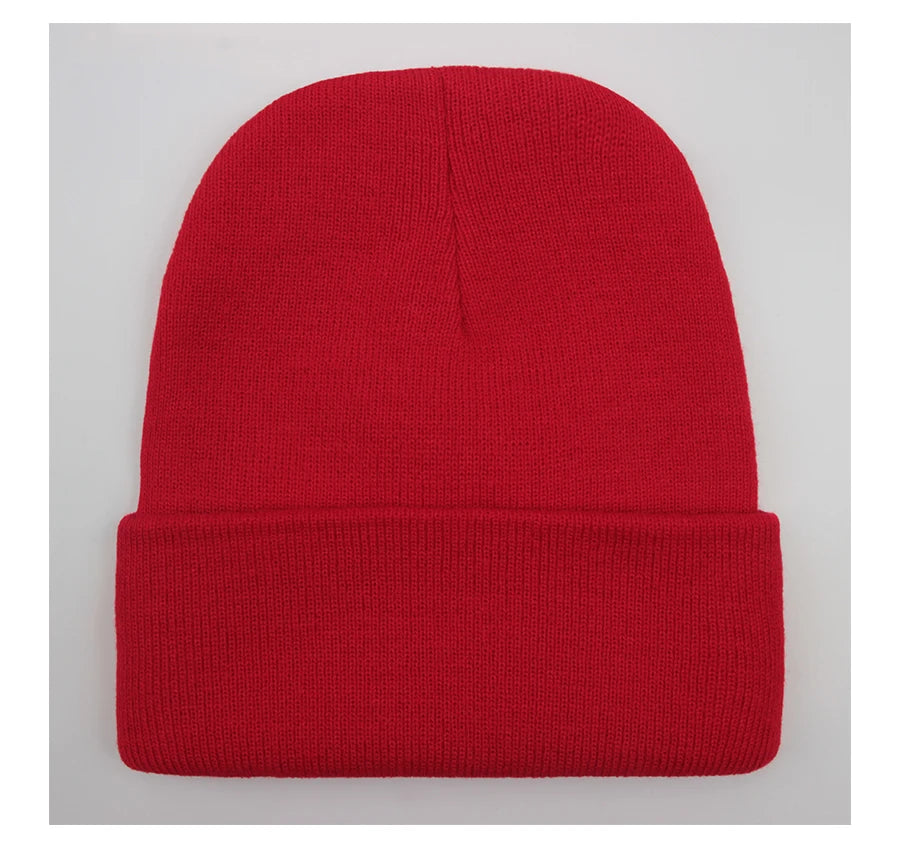 Solid Unisex Beanie - Warm Knitted Winter Skull Cap