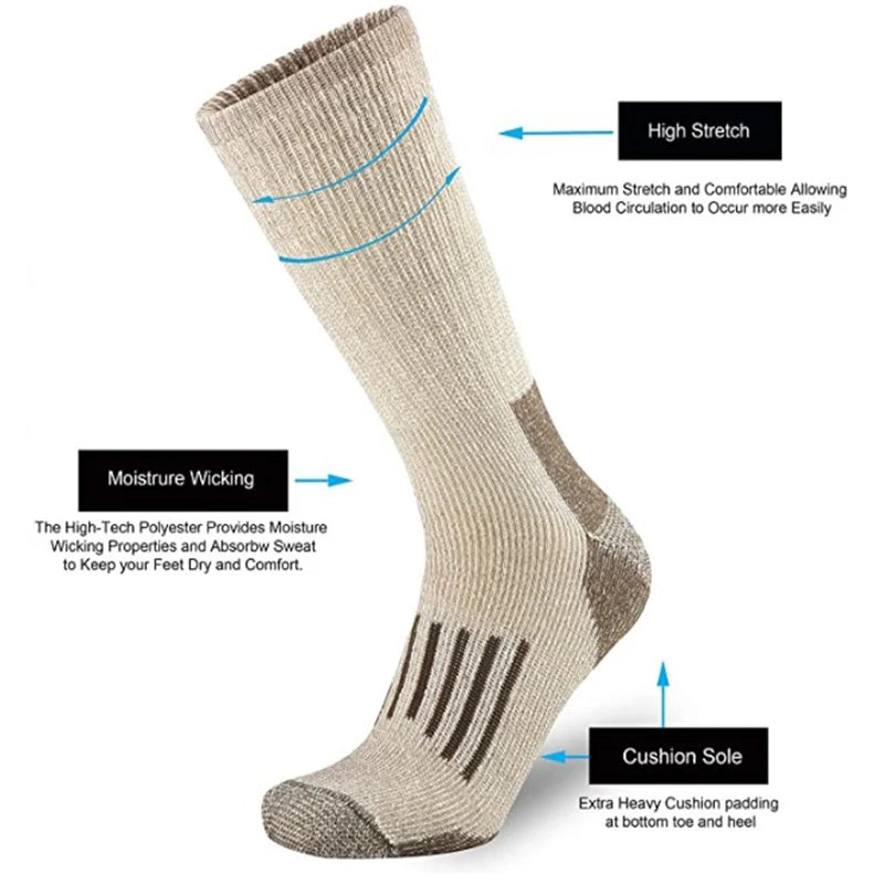 Ultra-Warm Merino Wool Hiking Socks