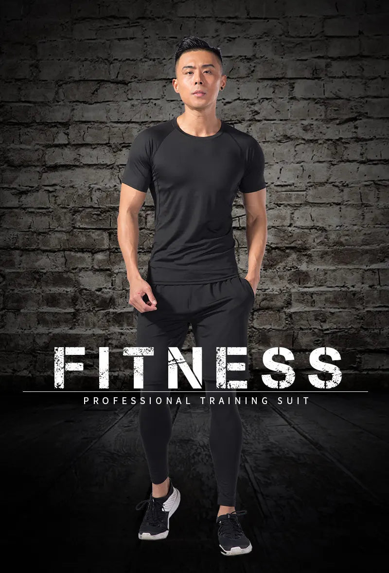 2pcs Men's Compression Sportswear Suit - Gym Tight Yoga Set