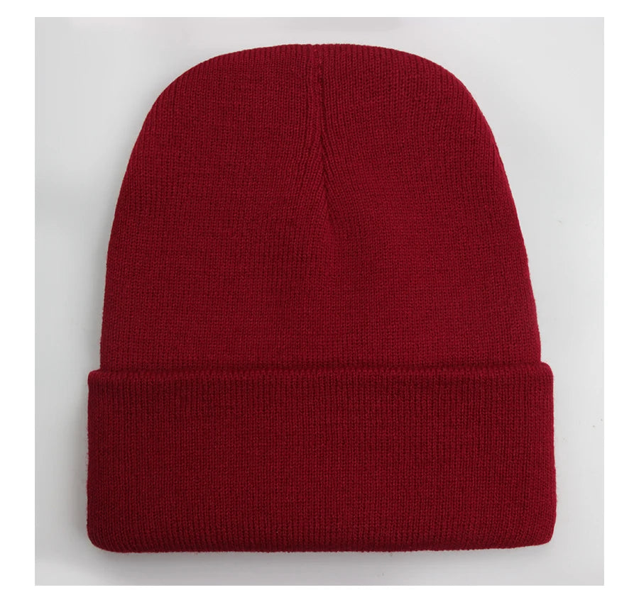 Solid Unisex Beanie - Warm Knitted Winter Skull Cap