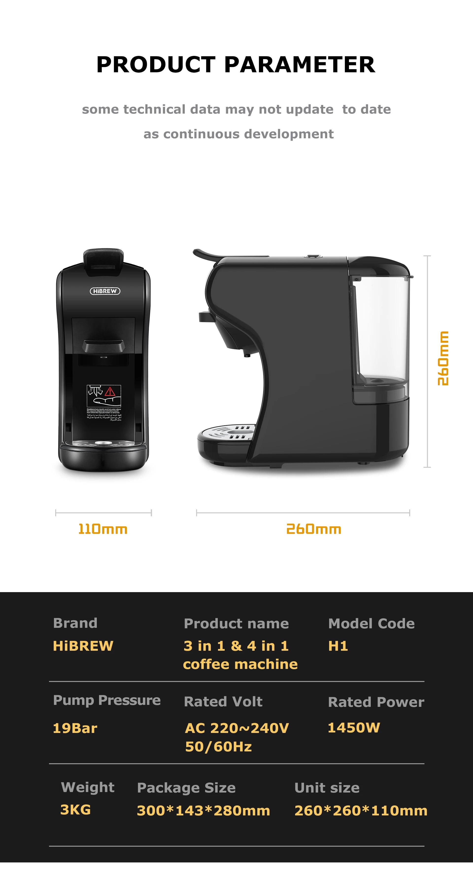 HiBREW H1A 4-in-1 Coffee Machine – 19-Bar Hot & Cold Espresso Maker