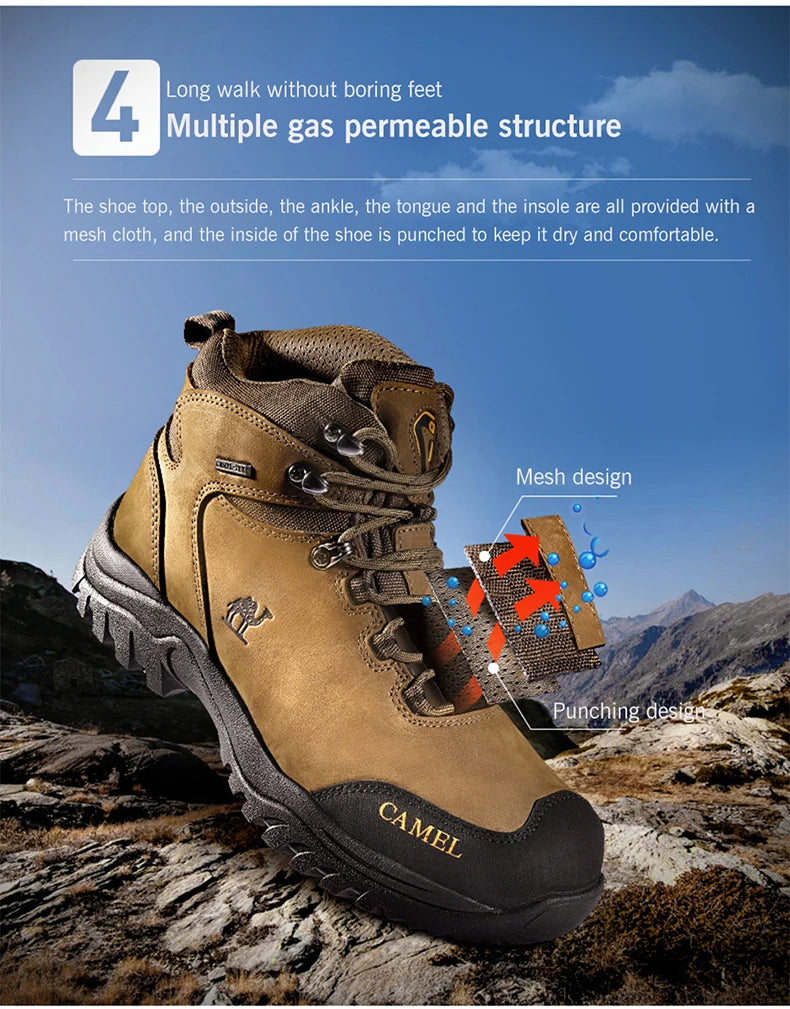 GOLDEN CAMEL Waterproof Tactical Hiking Boots – High-Top Outdoor Shoes