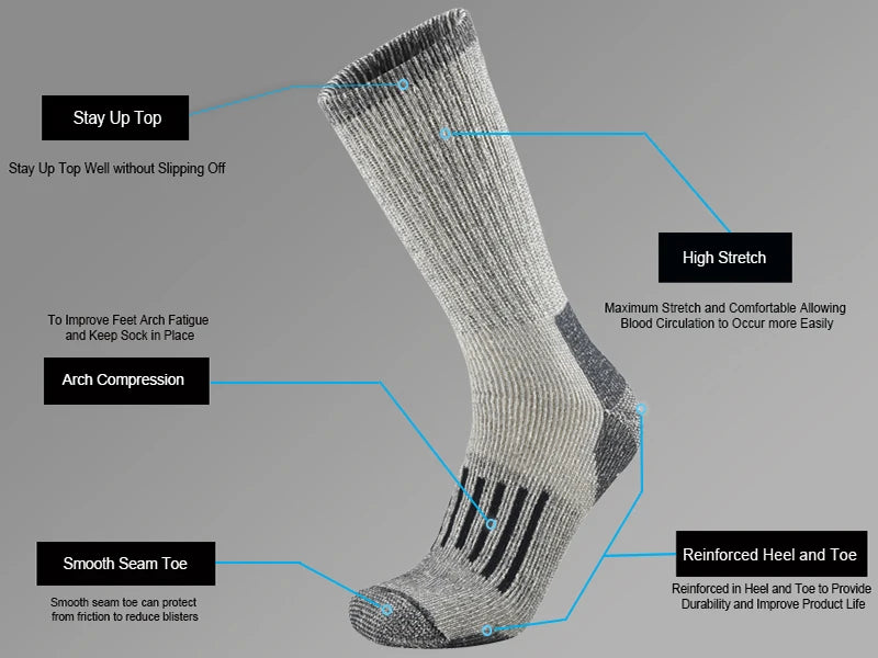 Ultra-Warm Merino Wool Hiking Socks