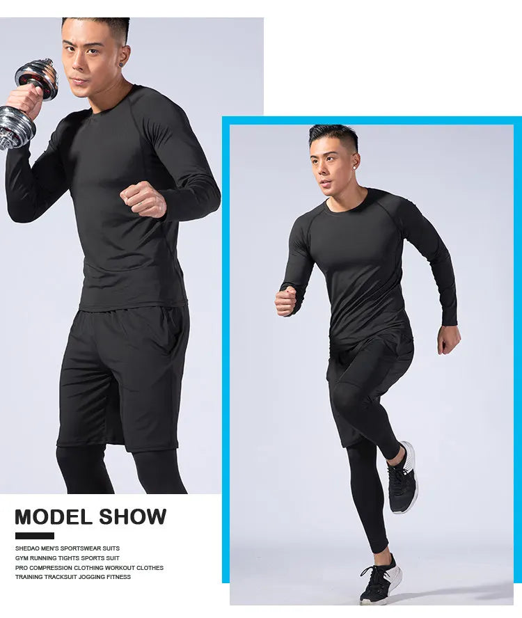 2PCS Men's Compression Sportswear Set – Gym & Fitness Tracksuit