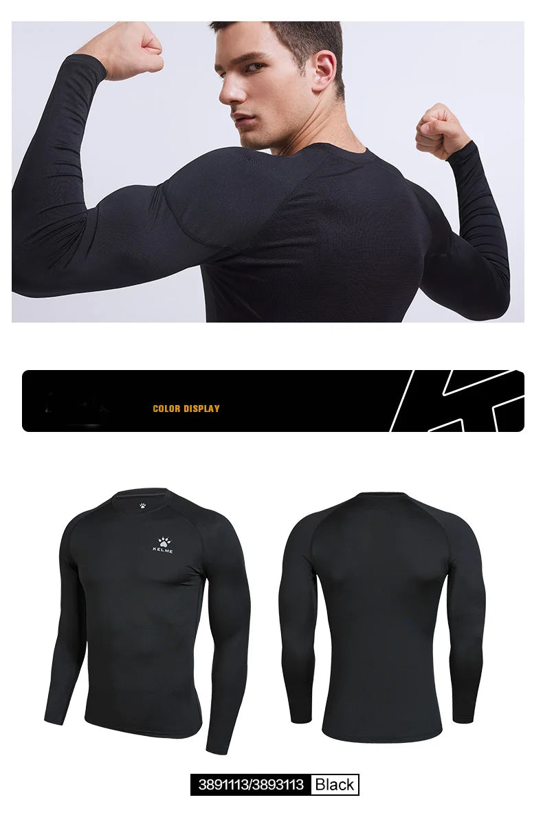 : KELME Men's Long-Sleeve Compression Workout Shirt