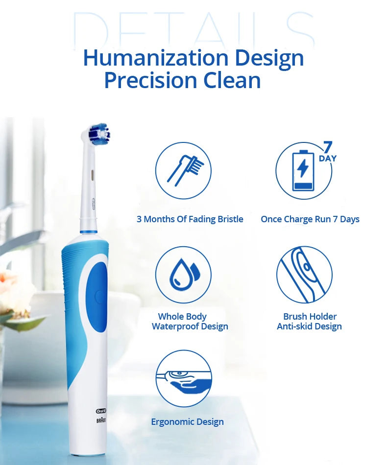 Oral B Rechargeable Electric Toothbrush Vitality Oral Hygiene Precian Clean Toothbrushes Rotating 3D White Teeth Whitening Brush