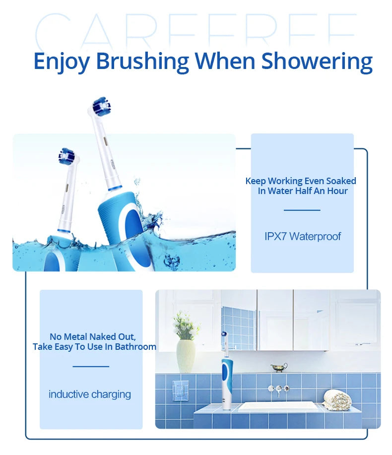 Oral B Rechargeable Electric Toothbrush Vitality Oral Hygiene Precian Clean Toothbrushes Rotating 3D White Teeth Whitening Brush