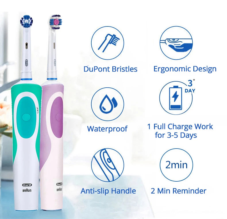 Oral B Rechargeable Electric Toothbrush Vitality Oral Hygiene Precian Clean Toothbrushes Rotating 3D White Teeth Whitening Brush