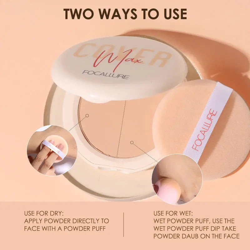 FOCALLURE Natural Matte Pressed Powder – Oil Control & Brighten