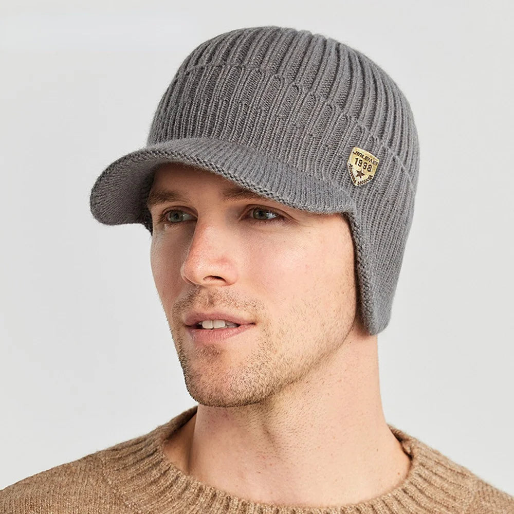 Men's Winter Knitted Hat with Ear Protection: