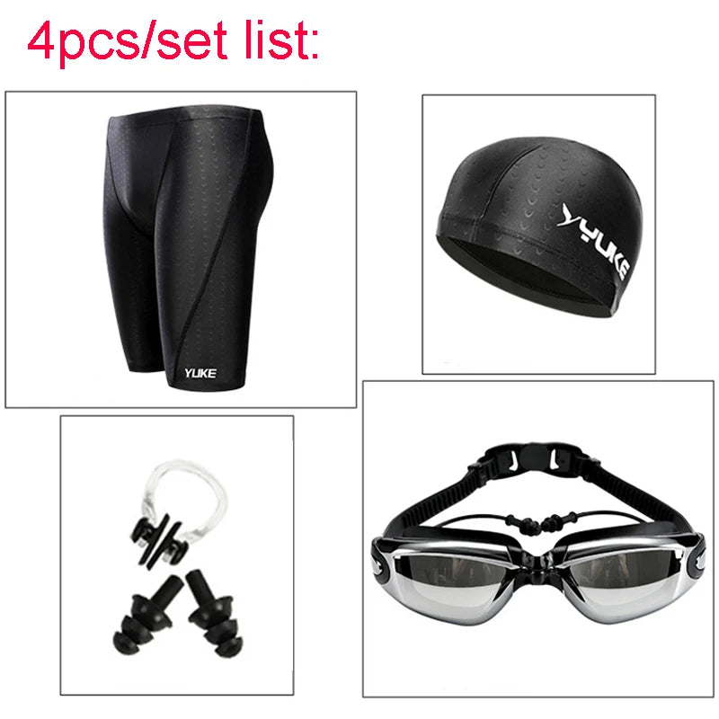 Men's Waterproof Competition Swim Set – Trunks, Goggles & Cap