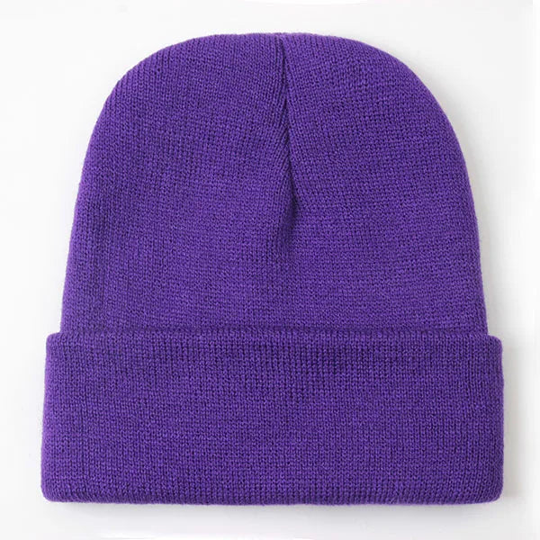 Solid Unisex Beanie - Warm Knitted Winter Skull Cap