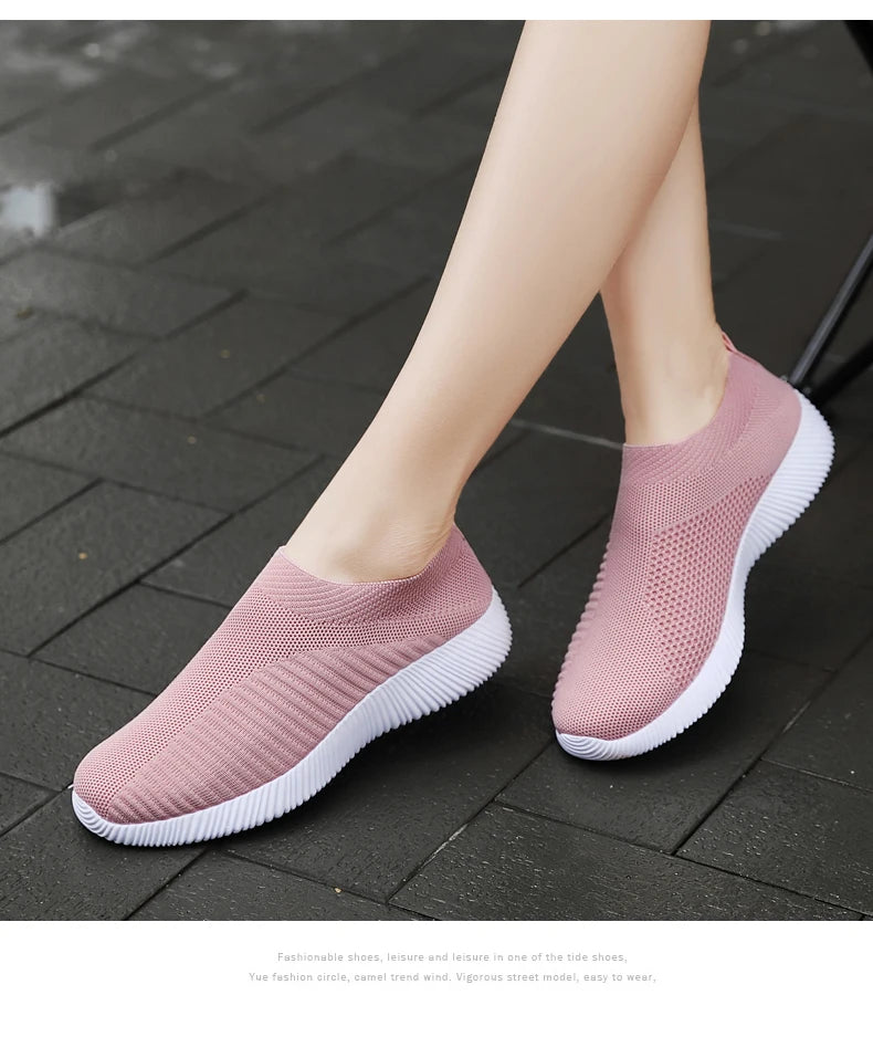 Women Vulcanized Shoes High Quality Women Sneakers Slip On Flats Shoes Women Loafers Plus Size 42 Walking Flat