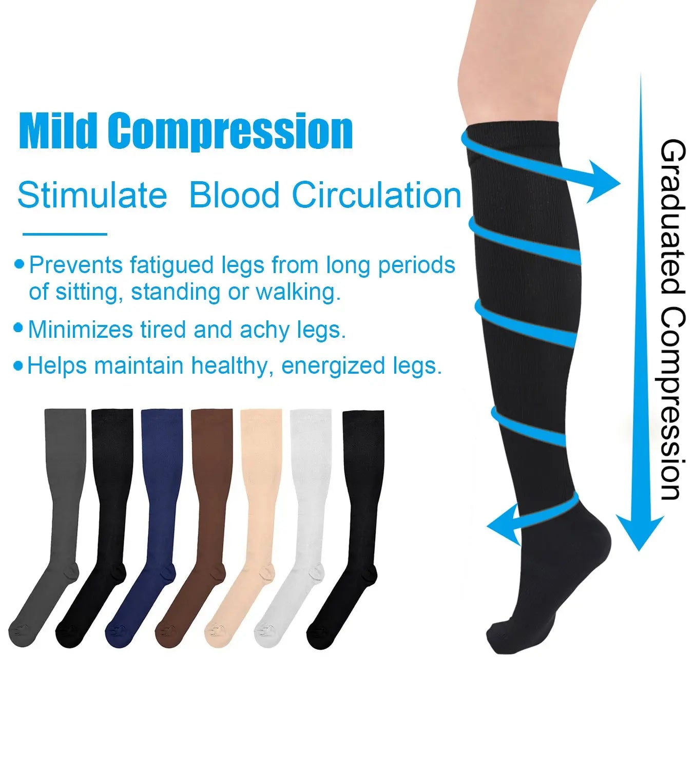 Unisex 20-30 mmHg Compression Cycling & Sports Socks