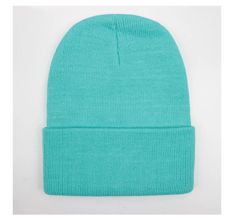 Solid Unisex Beanie - Warm Knitted Winter Skull Cap