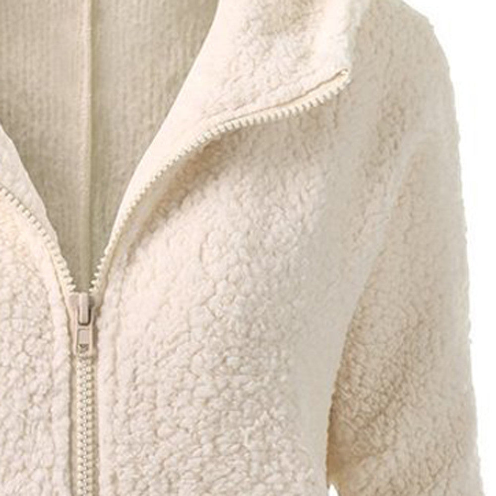 Fleece Hooded Winter Jacket – Warm, Windproof, Zip-Up Overcoat