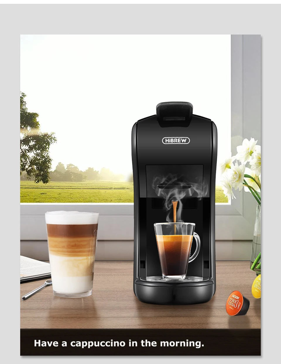 HiBREW H1A 4-in-1 Coffee Machine – 19-Bar Hot & Cold Espresso Maker