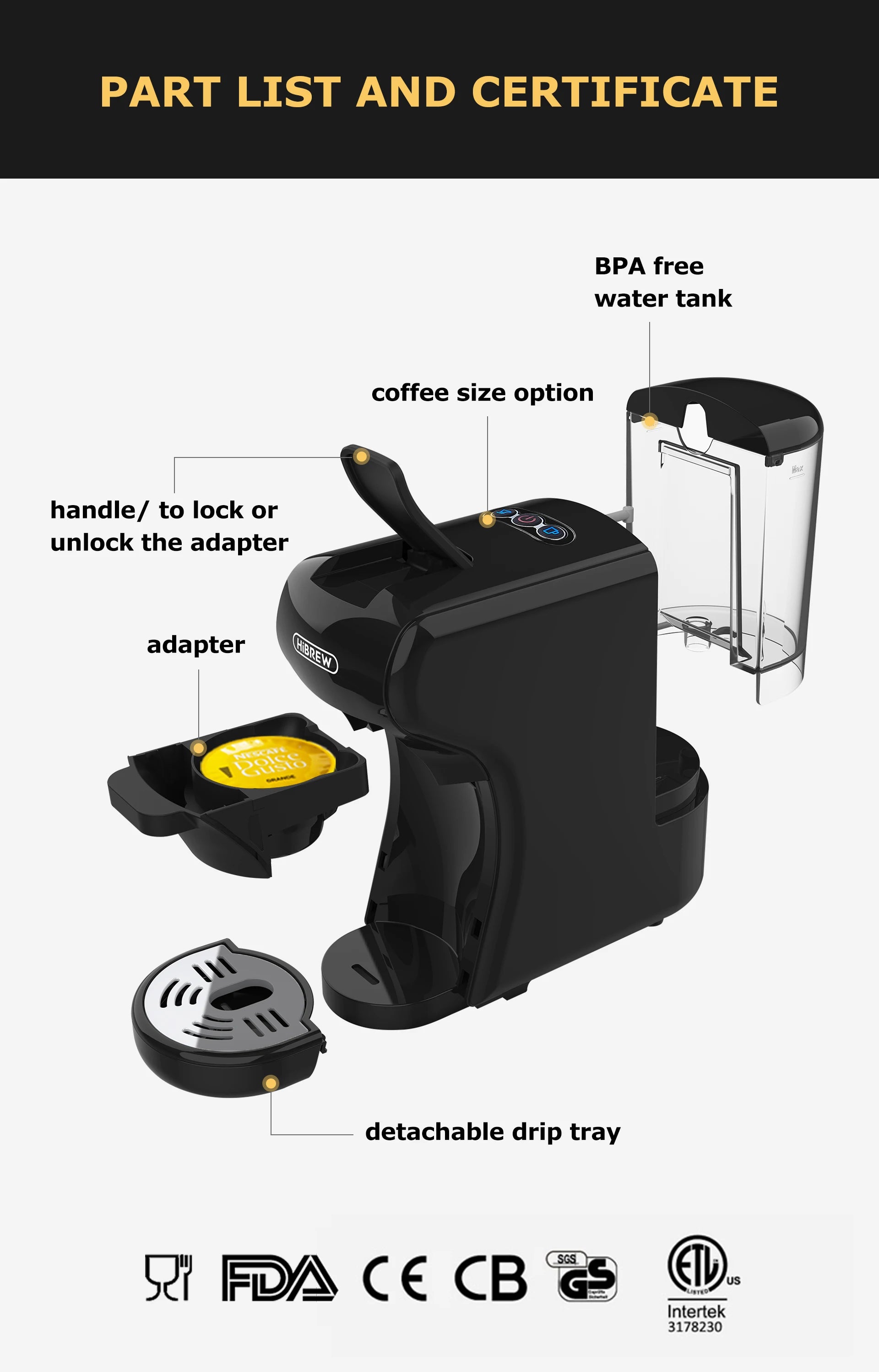 HiBREW H1A 4-in-1 Coffee Machine – 19-Bar Hot & Cold Espresso Maker