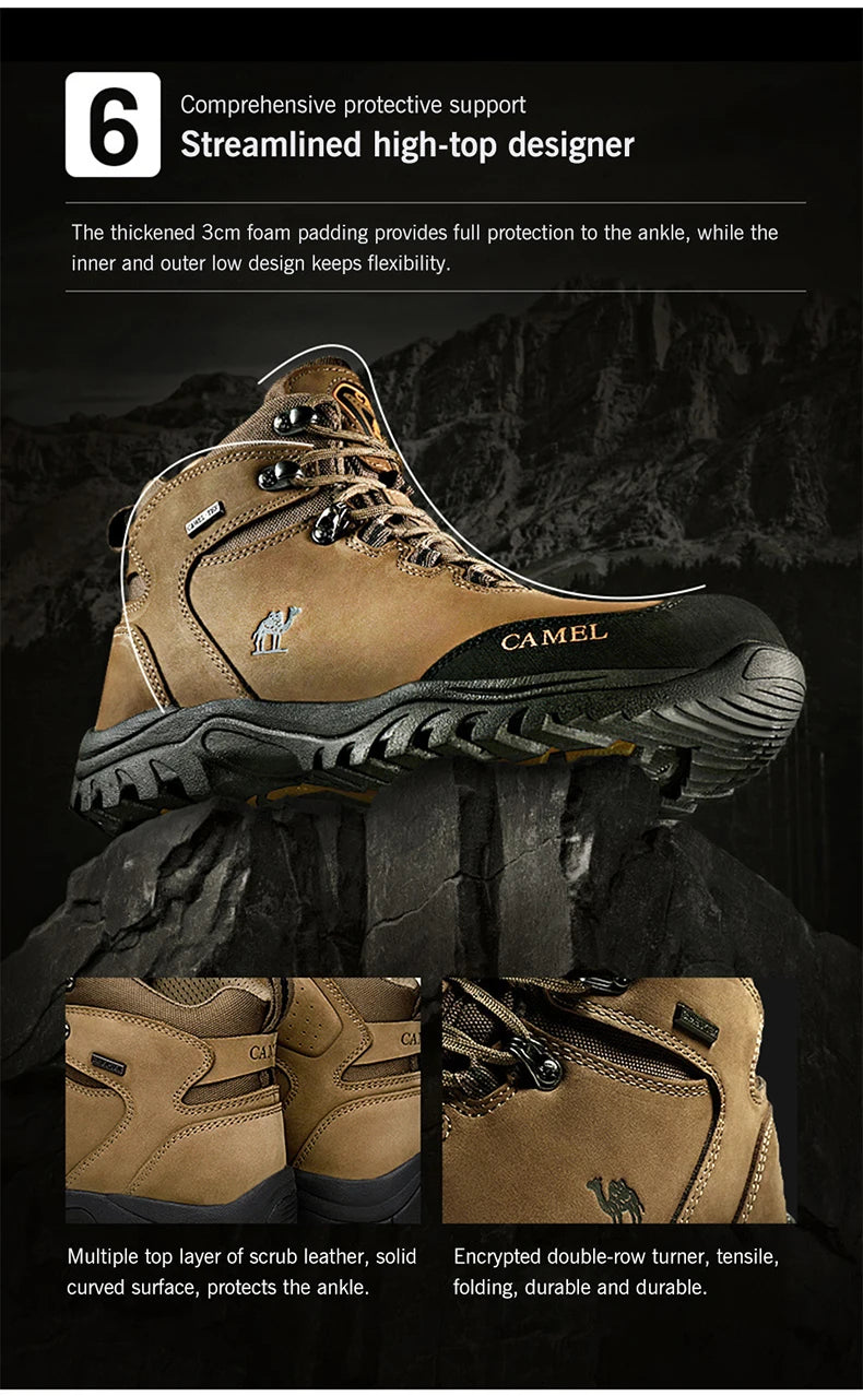 GOLDEN CAMEL Waterproof Tactical Hiking Boots – High-Top Outdoor Shoes