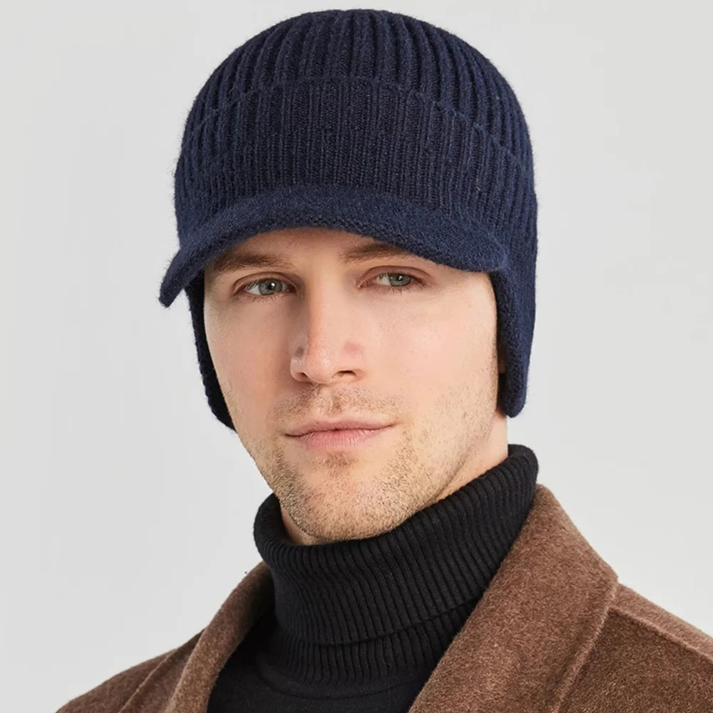 Men's Winter Knitted Hat with Ear Protection: