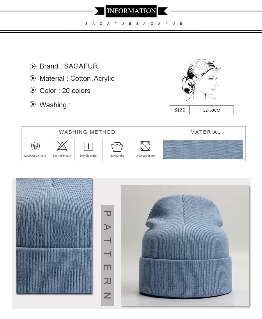 Solid Unisex Beanie - Warm Knitted Winter Skull Cap