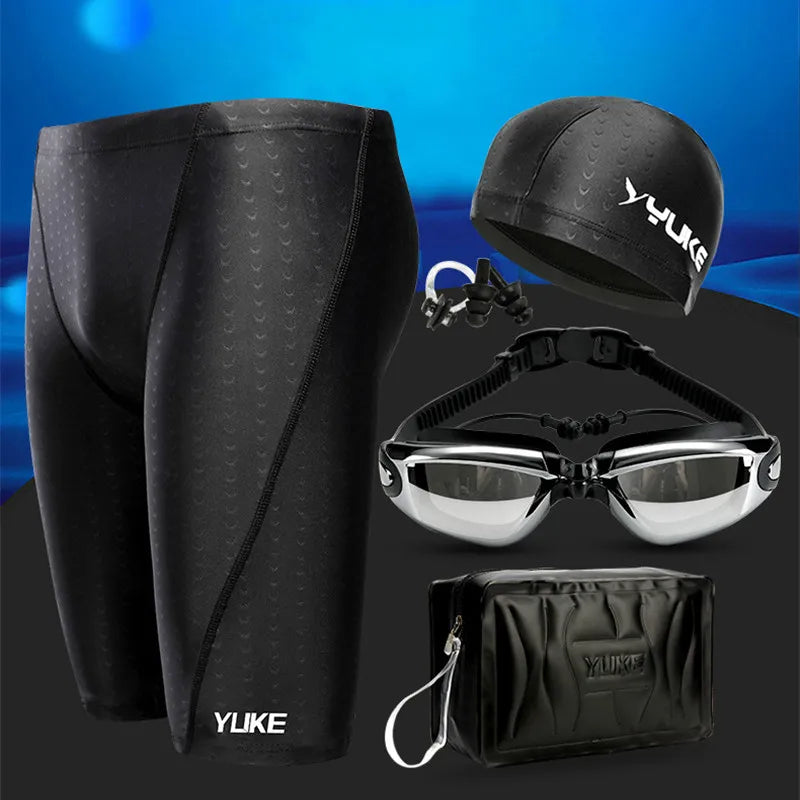 Men's Waterproof Competition Swim Set – Trunks, Goggles & Cap