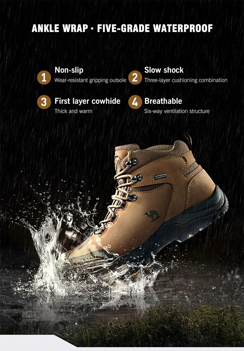 GOLDEN CAMEL Waterproof Tactical Hiking Boots – High-Top Outdoor Shoes