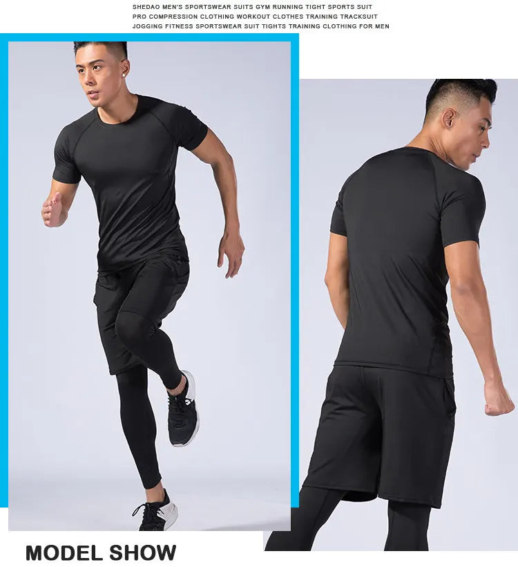 2PCS Men's Compression Sportswear Set – Gym & Fitness Tracksuit