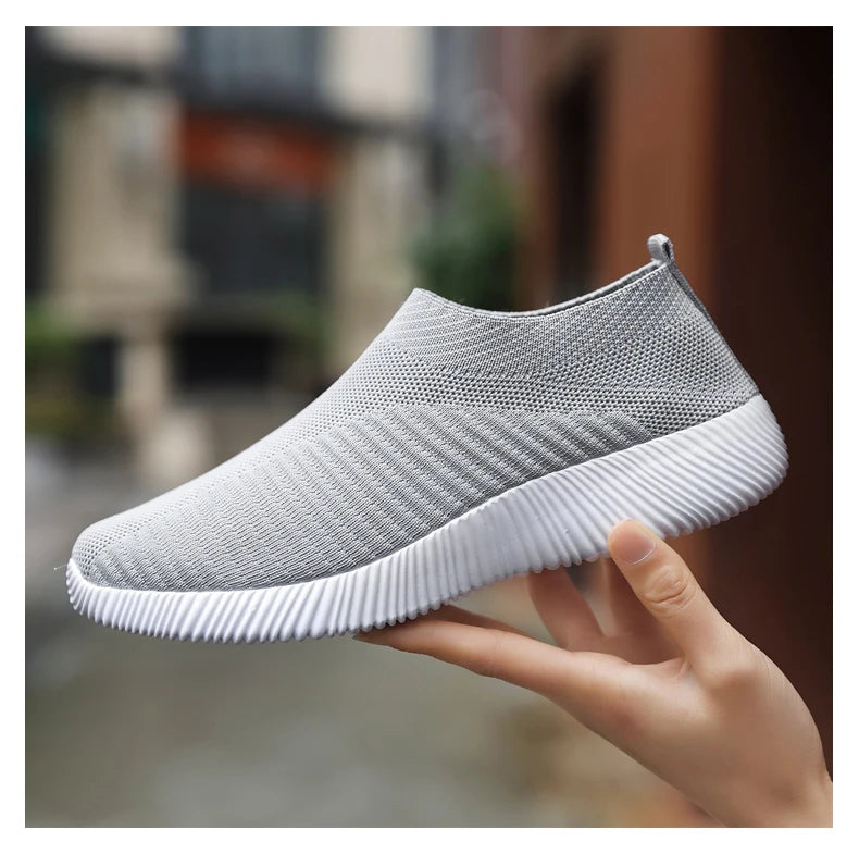 Women Vulcanized Shoes High Quality Women Sneakers Slip On Flats Shoes Women Loafers Plus Size 42 Walking Flat